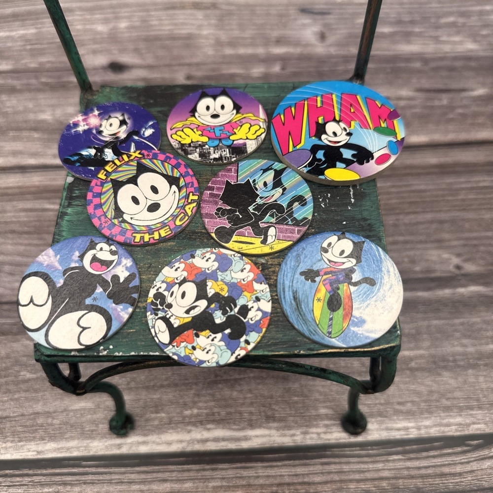 Vintage Various Felix the cat pogs Lot Of 8 1990's Rare